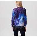 Women's Print Blue Hoodies , Casual Round Neck Long Sleeve Women's Print Blue Hoodies , Casual Round Neck Long Sleeve