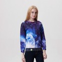 Women's Print Blue Hoodies , Casual Round Neck Long Sleeve Women's Print Blue Hoodies , Casual Round Neck Long Sleeve