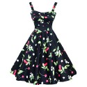 Women's Going out Vintage A Line / Skater Dress,Floral Strap Knee-length Sleeveless White / Black Cotton All Seasons