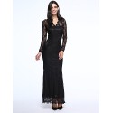Women's Sexy Beach Casual Party Plus Size V Neck Bodycon Lace Maxi Dress