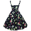 Women's Going out Vintage A Line / Skater Dress,Floral Strap Knee-length Sleeveless White / Black Cotton All Seasons