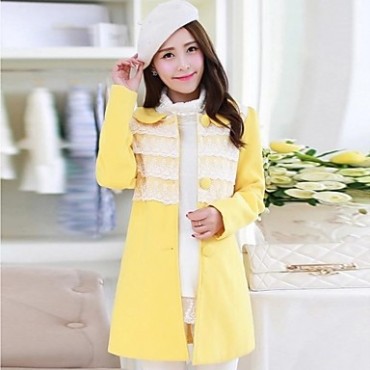Maternity Long Coat , Casual/Lace Long Sleeve Cotton/Polyester Maternity Long Coat , Casual/Lace Long Sleeve Cotton/Polyester