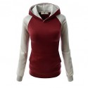 Women's Casual Hooded Color Block Long Sleeve Hoodies
