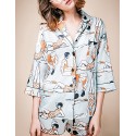 LIANGSANSHIWomen's Casual/Daily Street chic Summer Shirt,Print Shirt Collar ? Sleeve Blue Polyester / Others Thin LIANGSANSHIWomen's Casual/Daily Street chic Summer Shirt,Print Shirt Collar ? Sleeve Blue Polyester / Others Thin