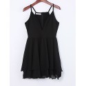 Women's Sexy / Beach Solid Skater Dress , V Neck Mini Polyester