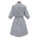 Women's Plus Size Street chic Shirt DressStriped Shirt Collar Above KneeSleeve Blue Polyester Spring / Fall Mid