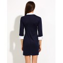Women's Solid Blue Dress, Sheath/Vintage/Work Asymmetrical Collar ? Sleeve 