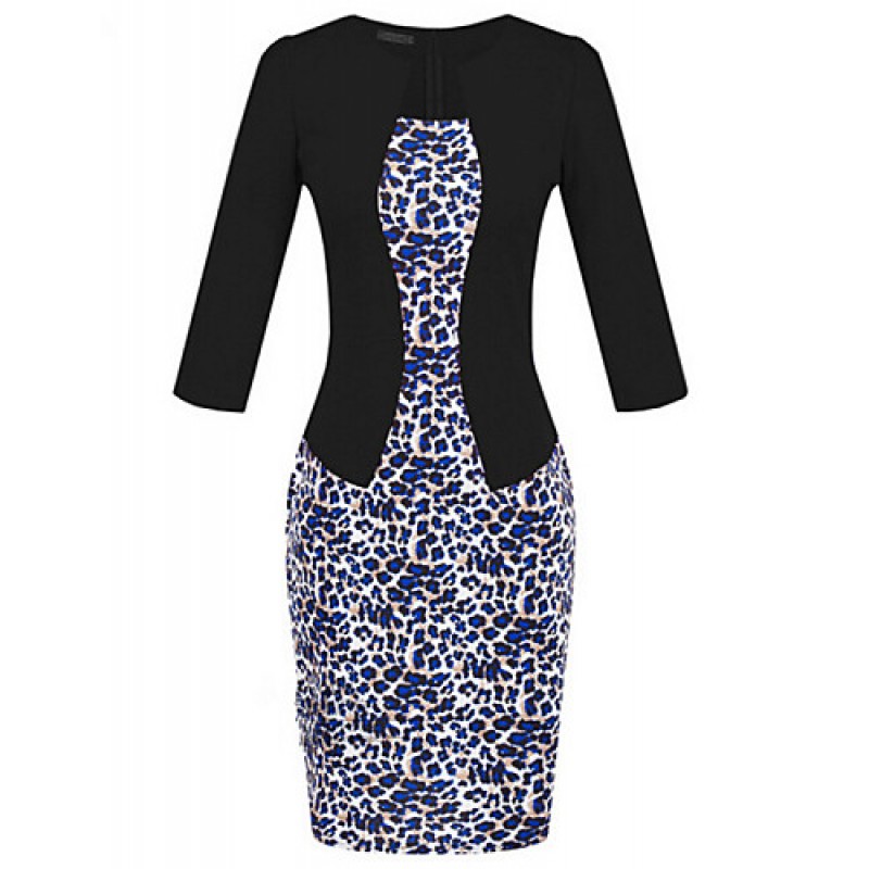 Women's Sexy / Work / Casual / Day Floral Sheath Dress , Round Neck Knee-length Polyester