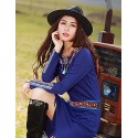 Our StoryGoing out Vintage Sheath DressPaisley Round Neck Midi Long Sleeve Blue Polyester / Spandex Spring