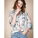 LIANGSANSHIWomen's Casual/Daily Street chic Summer Shirt,Print Shirt Collar ? Sleeve Blue Polyester / Others Thin LIANGSANSHIWomen's Casual/Daily Street chic Summer Shirt,Print Shirt Collar ? Sleeve Blue Polyester / Others Thin