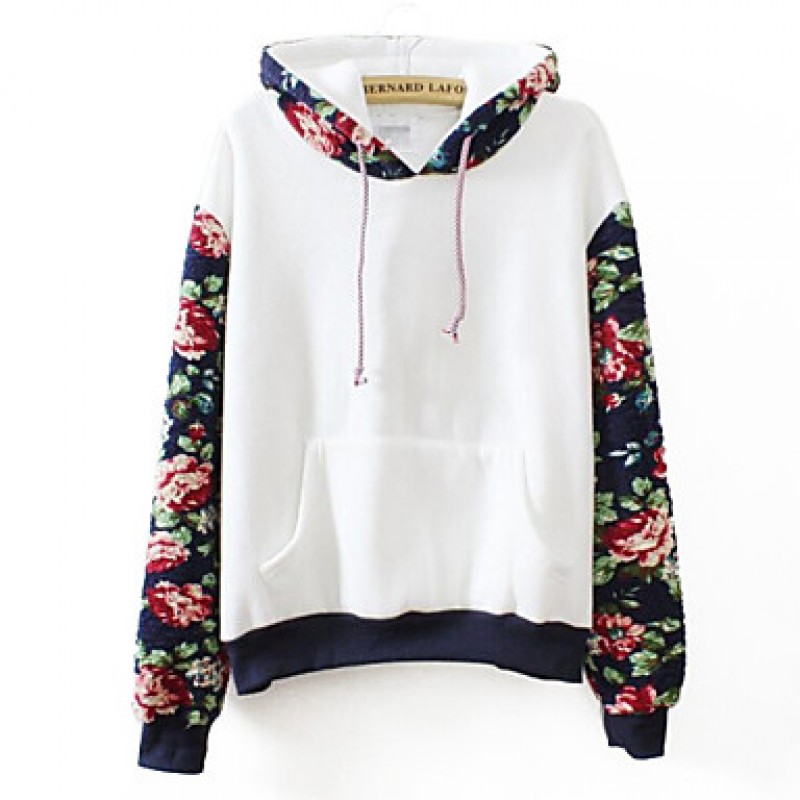 Women's White/Gray Hoodies , Casual Long Sleeve Women's White/Gray Hoodies , Casual Long Sleeve