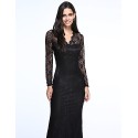 Women's Sexy Beach Casual Party Plus Size V Neck Bodycon Lace Maxi Dress