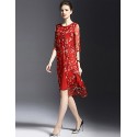 Women's Vintage / Simple Print Plus Size / Sheath Dress,Round Neck Knee-length