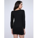 Women's Black/White Mini Dress, Batwing Sleeve Sequin Design
