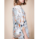 LIANGSANSHIWomen's Casual/Daily Street chic Summer Shirt,Print Shirt Collar ? Sleeve Blue Polyester / Others Thin LIANGSANSHIWomen's Casual/Daily Street chic Summer Shirt,Print Shirt Collar ? Sleeve Blue Polyester / Others Thin