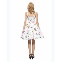Women's Going out Vintage A Line / Skater Dress,Floral Strap Knee-length Sleeveless White / Black Cotton All Seasons