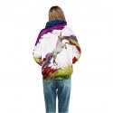 Unisex Relastic Polyester/Spandex Robot Unicorn Attack Printed Long SleeveHoodies