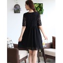 Women's Casual/Daily Cute Plus Size Dress U Neck Above Knee ? Length Sleeve Red / White / Black Summer Women's Casual/Daily Cute Plus Size Dress U Neck Above Knee ? Length Sleeve Red / White / Black Summer