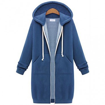 Women's Letter / Solid Blue / Black / Gray Hoodies , Vintage / Casual Hooded Long Sleeve