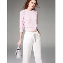  Women's Solid White Straight Pants,Street chic