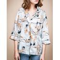 LIANGSANSHIWomen's Casual/Daily Street chic Summer Shirt,Print Shirt Collar ? Sleeve Blue Polyester / Others Thin LIANGSANSHIWomen's Casual/Daily Street chic Summer Shirt,Print Shirt Collar ? Sleeve Blue Polyester / Others Thin