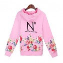 Women's Print Pink / White Sweats & Hoodies , Casual Hoodie Long Sleeve