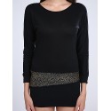 Women's Black/White Mini Dress, Batwing Sleeve Sequin Design
