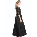 Women's Party/Cocktail Sexy Plus Size / Lace Dress,Solid V Neck Maxi ? Length Sleeve Black Polyester Spring