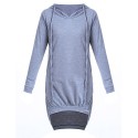 Women's Casual/Daily / Plus Size Dress,Solid Round Neck / Hooded Above Knee Long Sleeve Blue / Black / Gray Polyester Fall Micro-elastic