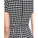 Women's Vintage / Simple Houndstooth Ruffle Slim Fishtail Plus Size / Sheath Dress,Square Neck Knee-length