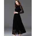  Women's Work Vintage DressSolid Stand Maxi Long Sleeve Black Cotton / Polyester / Nylon
