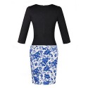 Women's Sexy / Work / Casual / Day Floral Sheath Dress , Round Neck Knee-length Polyester