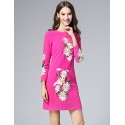 Boutique S Women's Casual/Daily Vintage Shift Dress,Embroidered Round Neck Above Knee Long Sleeve Polyester Fall