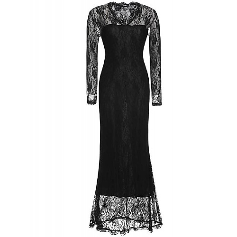 Women's Sexy Casual Party V Neck Lace Maxi Dress